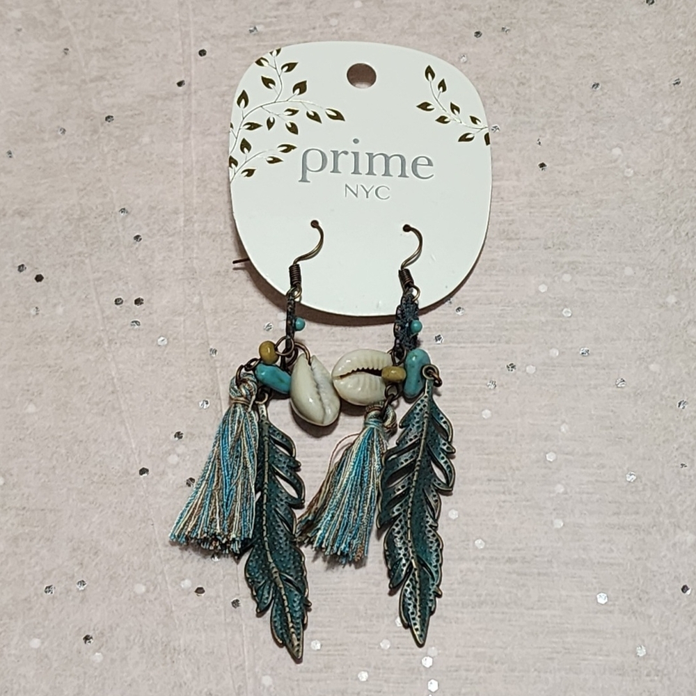 Boho Leaf and Shell Earrings